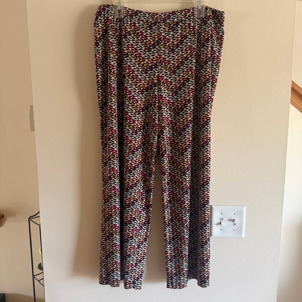 NY Collection Stretch Pull-On Wide-Leg Patterned Palazzo Pants, Womenโs Size XL